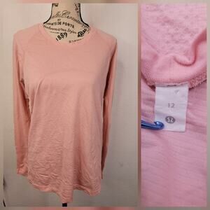 Lululemon Pullover Womens 12 Run Swiftly Long Sleeves Thumbholes Light Pink